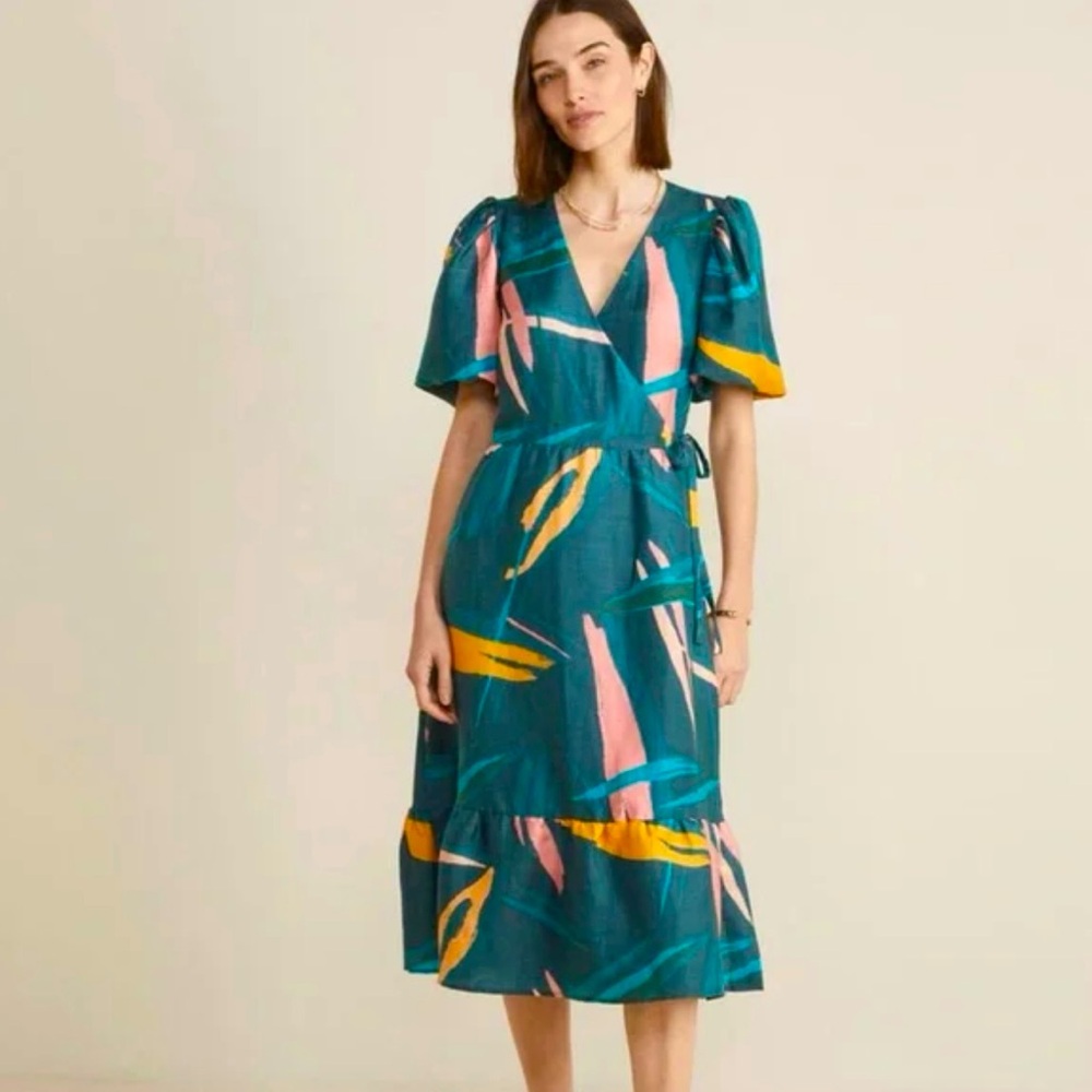 Vineyard Vines Tropical Abstract Midi Wrap Dress